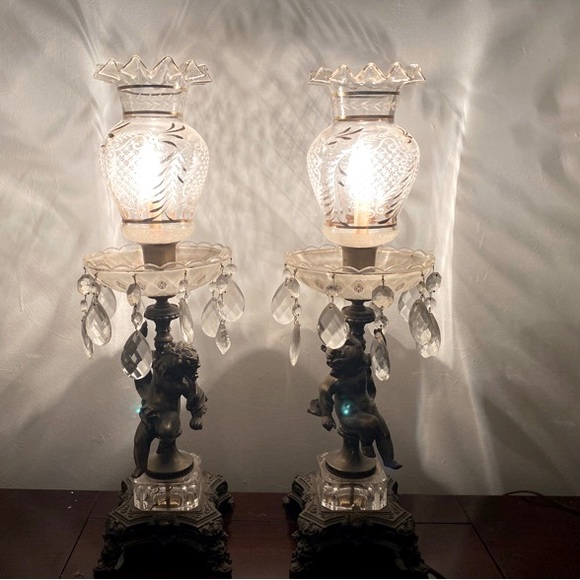 Other - Rare 26 inch Greek Italian Mythology Cherub pair of lamps